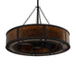 Meyda Lighting Smythe Craftsman 44" 24-Light Dark Roast Chandelier With Amber Mica Shade Glass and Fan