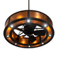 Meyda Lighting Smythe Craftsman 44" 24-Light Dark Roast Chandelier With Amber Mica Shade Glass and Fan
