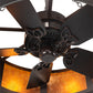 Meyda Lighting Smythe Craftsman 44" 24-Light Dark Roast Chandelier With Amber Mica Shade Glass and Fan