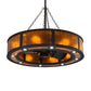 Meyda Lighting Smythe Craftsman 44" 24-Light Dark Roast Chandelier With Amber Mica Shade Glass and Fan