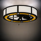 Meyda Lighting Smythe Craftsman 44" 8-Light Mahogany Bronze Chandelier With Beige & Yellow Shade and Fan