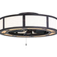 Meyda Lighting Smythe Craftsman 44" 8-Light Mahogany Bronze Chandelier With Beige & Yellow Shade and Fan