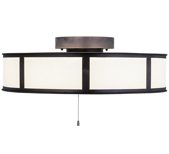 Meyda Lighting Smythe Craftsman 44" 8-Light Mahogany Bronze Chandelier With Beige & Yellow Shade and Fan