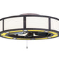 Meyda Lighting Smythe Craftsman 44" 8-Light Mahogany Bronze Chandelier With Beige & Yellow Shade and Fan