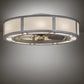 Meyda Lighting Smythe Craftsman 44" 8-Light Nickel Chandelier With Beige Eggshell Textrene & White Statuario Idalight Shade