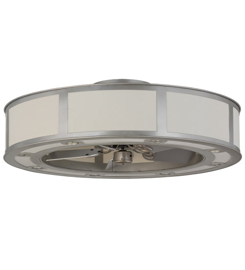 Meyda Lighting Smythe Craftsman 44" 8-Light Nickel Chandelier With Beige Eggshell Textrene & White Statuario Idalight Shade