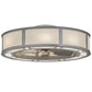 Meyda Lighting Smythe Craftsman 44" 8-Light Nickel Chandelier With Beige Eggshell Textrene & White Statuario Idalight Shade