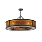 Meyda Lighting Smythe Craftsman 44" 8-Light Oil Rubbed Bronze Chandelier With Amber Mica Shade Glass and Black Fan
