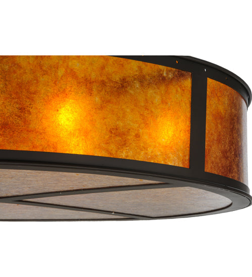 Meyda Lighting Smythe Craftsman 44" 8-Light Oil Rubbed Bronze Semi-flush Mount Ceiling Light With Amber Mica Shade Glass