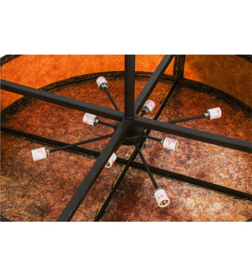 Meyda Lighting Smythe Craftsman 44" 8-Light Oil Rubbed Bronze Semi-flush Mount Ceiling Light With Amber Mica Shade Glass