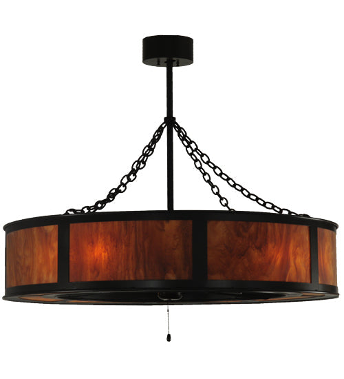 Meyda Lighting Smythe Craftsman 44" 8-Light Timeless Bronze Chandelier With Ambra Siena Idalight Shade Glass and Fan