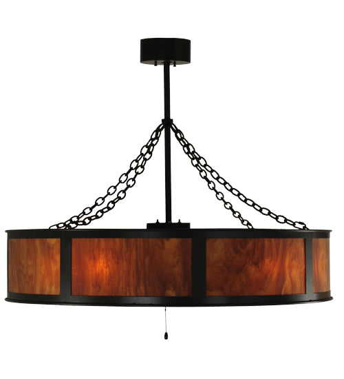 Meyda Lighting Smythe Craftsman 44" 8-Light Timeless Bronze Chandelier With Ambra Siena Idalight Shade Glass and Fan