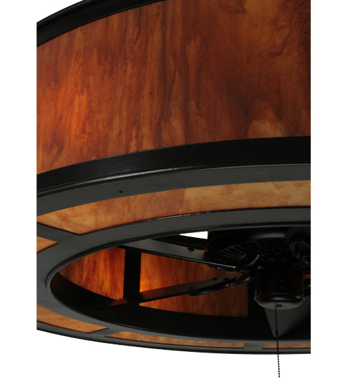 Meyda Lighting Smythe Craftsman 44" 8-Light Timeless Bronze Chandelier With Ambra Siena Idalight Shade Glass and Fan