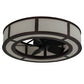 Meyda Lighting Smythe Craftsman 45" 12-Light Mahogany Bronze Chandelier With Beige Textrene Shade and Fan