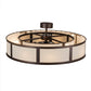 Meyda Lighting Smythe Craftsman 45" 12-Light Mahogany Bronze Chandelier With Beige Textrene Shade and Fan