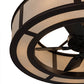Meyda Lighting Smythe Craftsman 45" 12-Light Mahogany Bronze Chandelier With Beige Textrene Shade and Fan