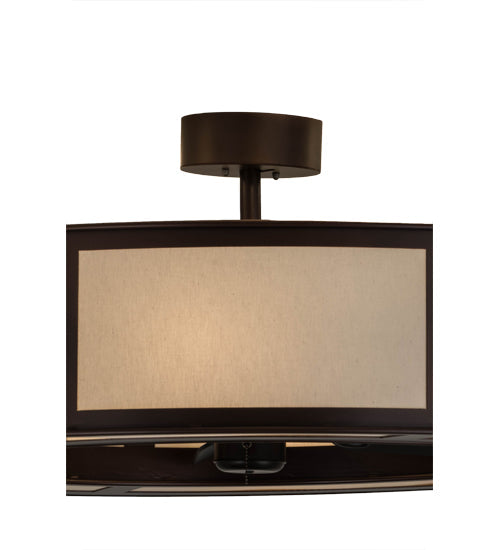 Meyda Lighting Smythe Craftsman 45" 12-Light Mahogany Bronze Chandelier With Beige Textrene Shade and Fan