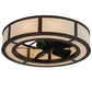 Meyda Lighting Smythe Craftsman 45" 12-Light Mahogany Bronze Chandelier With Beige Textrene Shade and Fan