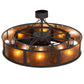 Meyda Lighting Smythe Craftsman 45" 16-Light Dark Roast Chandelier With Amber Mica Shade Glass and Fan