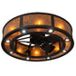Meyda Lighting Smythe Craftsman 45" 16-Light Dark Roast Chandelier With Amber Mica Shade Glass and Fan