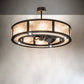 Meyda Lighting Smythe Craftsman 45" 16-Light Mahogany Bronze Chandelier With Silver Mica Shade Glass and Fan