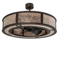 Meyda Lighting Smythe Craftsman 45" 16-Light Mahogany Bronze Chandelier With Silver Mica Shade Glass and Fan