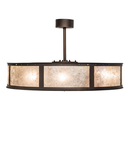 Meyda Lighting Smythe Craftsman 45" 16-Light Mahogany Bronze Chandelier With Silver Mica Shade Glass and Fan