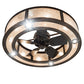 Meyda Lighting Smythe Craftsman 45" 16-Light Mahogany Bronze Chandelier With Silver Mica Shade Glass and Fan