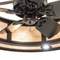 Meyda Lighting Smythe Craftsman 45" 16-Light Mahogany Bronze Chandelier With Silver Mica Shade Glass and Fan