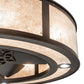 Meyda Lighting Smythe Craftsman 45" 16-Light Mahogany Bronze Chandelier With Silver Mica Shade Glass and Fan