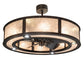 Meyda Lighting Smythe Craftsman 45" 16-Light Mahogany Bronze Chandelier With Silver Mica Shade Glass and Fan