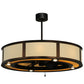 Meyda Lighting Smythe Craftsman 45" 16-Light Mahogany Bronze Maplewood Chandelier With Beige Textrene Shade and Fan