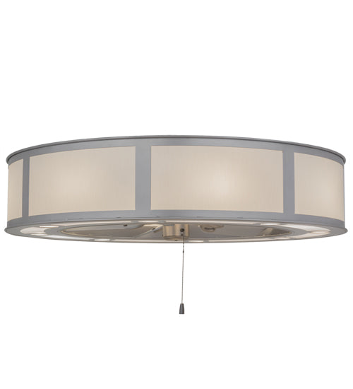 Meyda Lighting Smythe Craftsman 45" 16-Light Nickel Chandelier With Eggshell Textrene & Statuario Idalight Shade and Fan