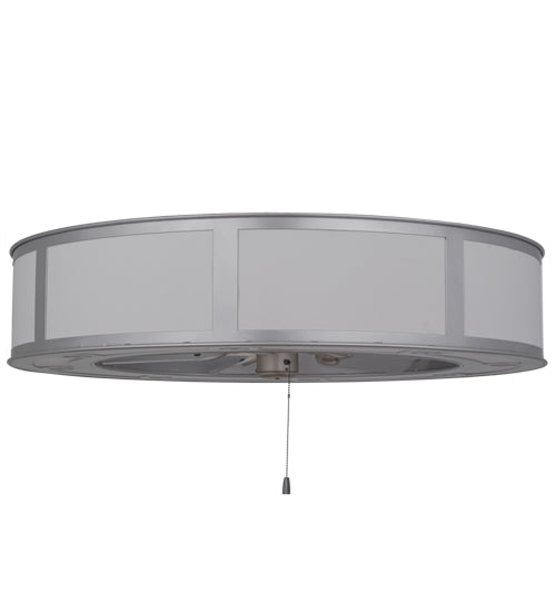 Meyda Lighting Smythe Craftsman 45" 16-Light Nickel Chandelier With Eggshell Textrene & Statuario Idalight Shade and Fan