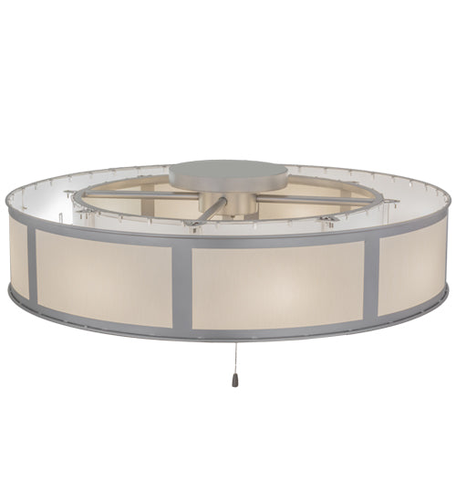 Meyda Lighting Smythe Craftsman 45" 16-Light Nickel Chandelier With Eggshell Textrene & Statuario Idalight Shade and Fan