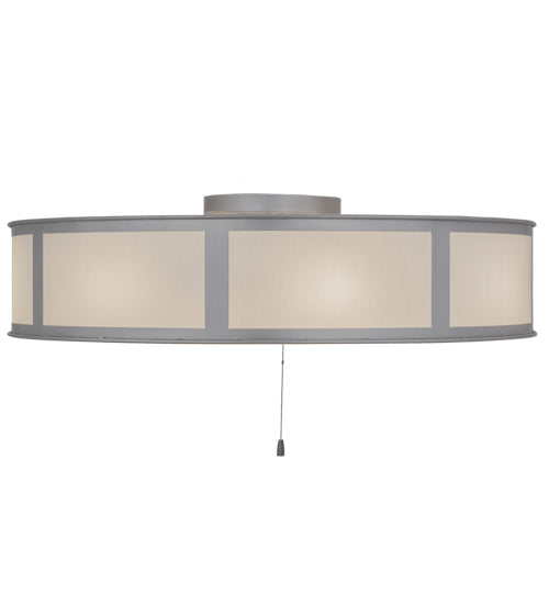 Meyda Lighting Smythe Craftsman 45" 16-Light Nickel Chandelier With Eggshell Textrene & Statuario Idalight Shade and Fan