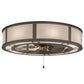 Meyda Lighting Smythe Craftsman 45" 16-Light Nickel Chandelier With Eggshell Textrene & Statuario Idalight Shade and Fan