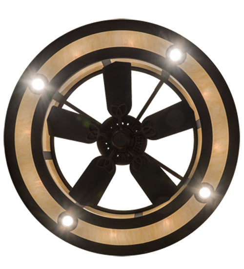 Meyda Lighting Smythe Craftsman 45" 16-Light Oil Rubbed Bronze Chandelier With Carmel Onyx Idalight Shade and Fan