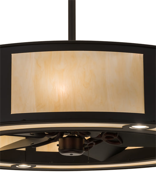 Meyda Lighting Smythe Craftsman 45" 16-Light Oil Rubbed Bronze Chandelier With Carmel Onyx Idalight Shade and Fan