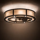 Meyda Lighting Smythe Craftsman 45" 16-Light Timeless Bronze Ceiling Fixture Chandelier With Beige Eggshell Textrene Shade and Fan
