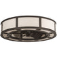 Meyda Lighting Smythe Craftsman 45" 16-Light Timeless Bronze Ceiling Fixture Chandelier With Beige Eggshell Textrene Shade and Fan