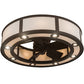 Meyda Lighting Smythe Craftsman 45" 16-Light Timeless Bronze Ceiling Fixture Chandelier With Beige Eggshell Textrene Shade and Fan