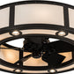 Meyda Lighting Smythe Craftsman 45" 16-Light Timeless Bronze Ceiling Fixture Chandelier With Beige Eggshell Textrene Shade and Fan