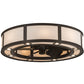 Meyda Lighting Smythe Craftsman 45" 16-Light Timeless Bronze Ceiling Fixture Chandelier With Beige Eggshell Textrene Shade and Fan