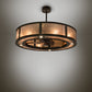 Meyda Lighting Smythe Craftsman 45" 4-Light Timeless Bronze Chandelier With Silver Mica Shade Glass and Fan