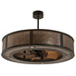 Meyda Lighting Smythe Craftsman 45" 4-Light Timeless Bronze Chandelier With Silver Mica Shade Glass and Fan
