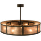 Meyda Lighting Smythe Craftsman 45" 4-Light Timeless Bronze Chandelier With Silver Mica Shade Glass and Fan