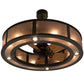 Meyda Lighting Smythe Craftsman 45" 4-Light Timeless Bronze Chandelier With Silver Mica Shade Glass and Fan