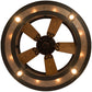 Meyda Lighting Smythe Craftsman 45" 4-Light Timeless Bronze Chandelier With Silver Mica Shade Glass and Fan