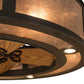 Meyda Lighting Smythe Craftsman 45" 4-Light Timeless Bronze Chandelier With Silver Mica Shade Glass and Fan